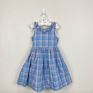 Papo d'Anjo Blue Plaid Ruffle Dress 3T